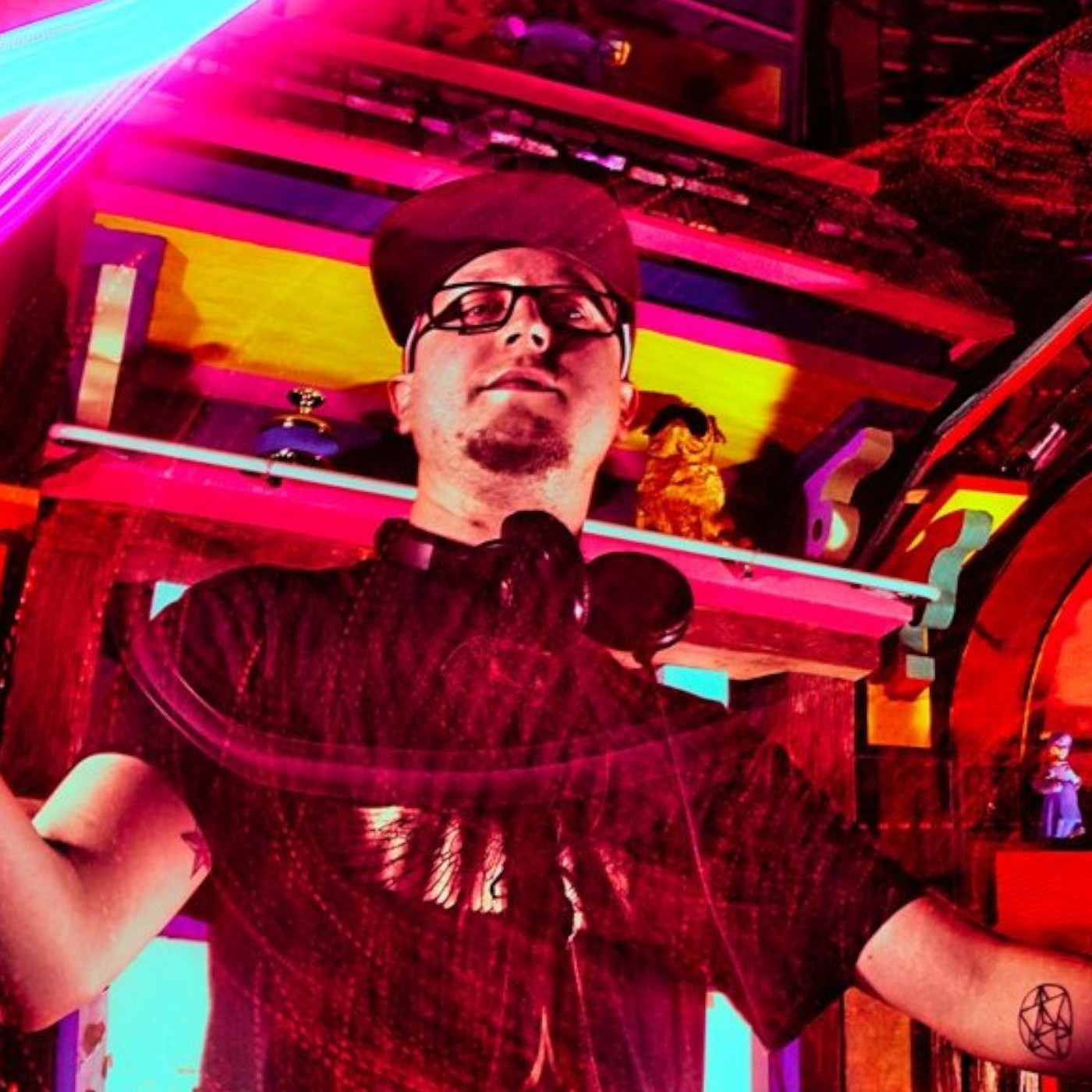 Event Host Dylan S. mixing EDM as DJ Conscious Kalling at Meow Wolf in Santa Fe