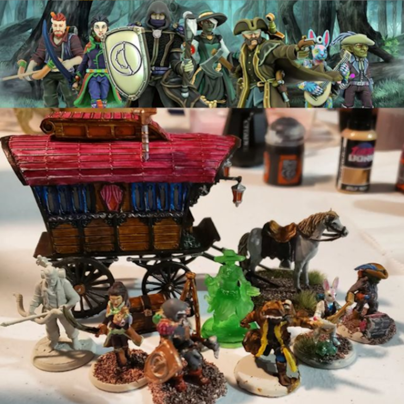 Getting the party prepared to head into the lands of Barovia for the Mists of Ravenloft campaign. Minis were designed in heroforge, then 3-d printed printed and painted.